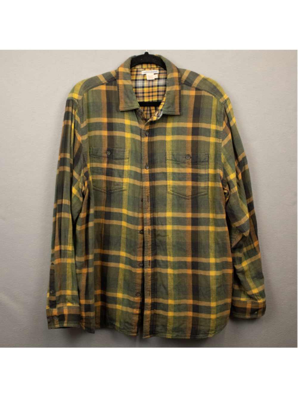 Carbon 2 Cobalt yellow green plaid flannel button down shirt-L